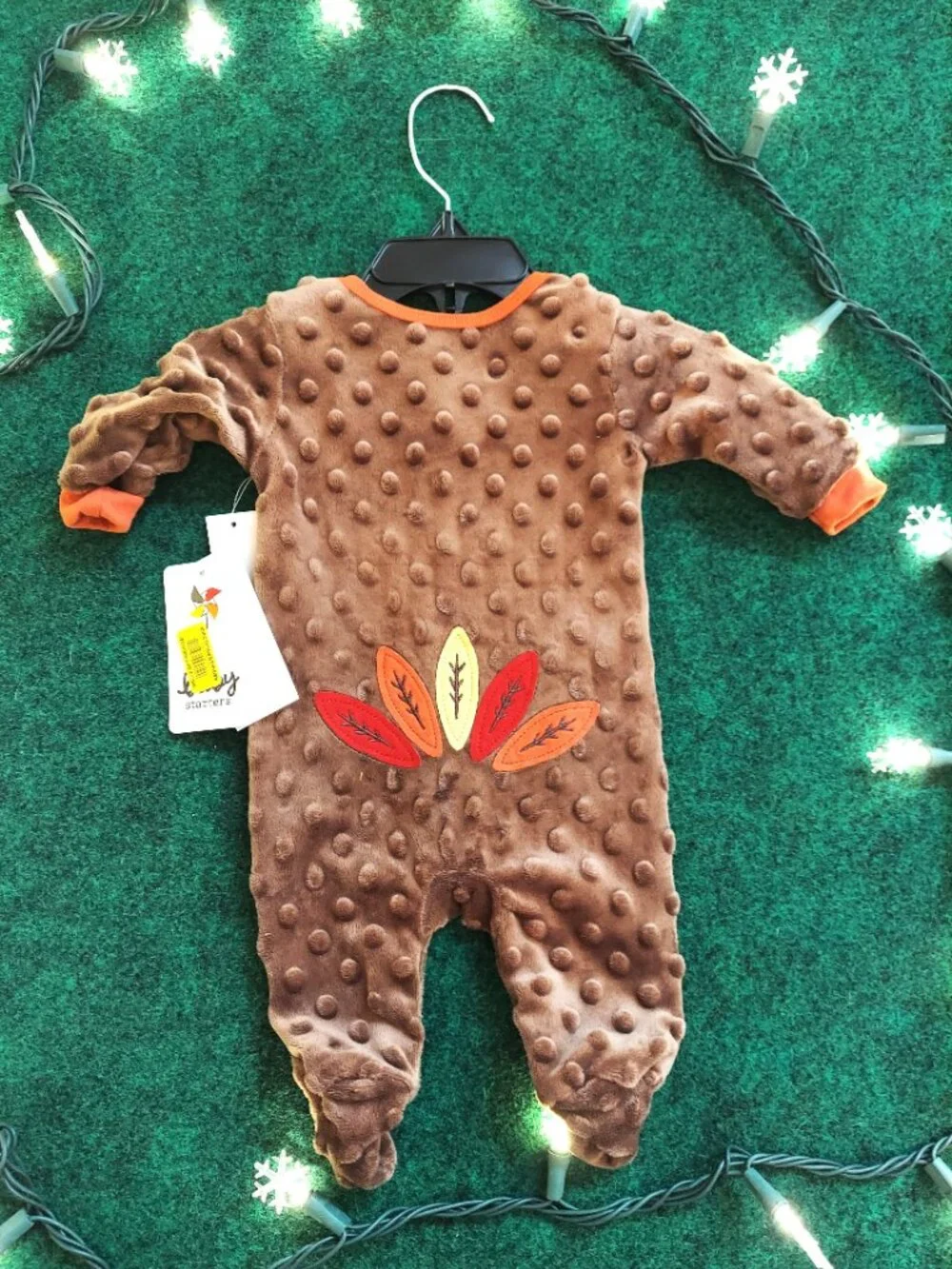 Cute! Newborn Infant Halloween Turkey Costume footed PJ's by Baby Starters NWT